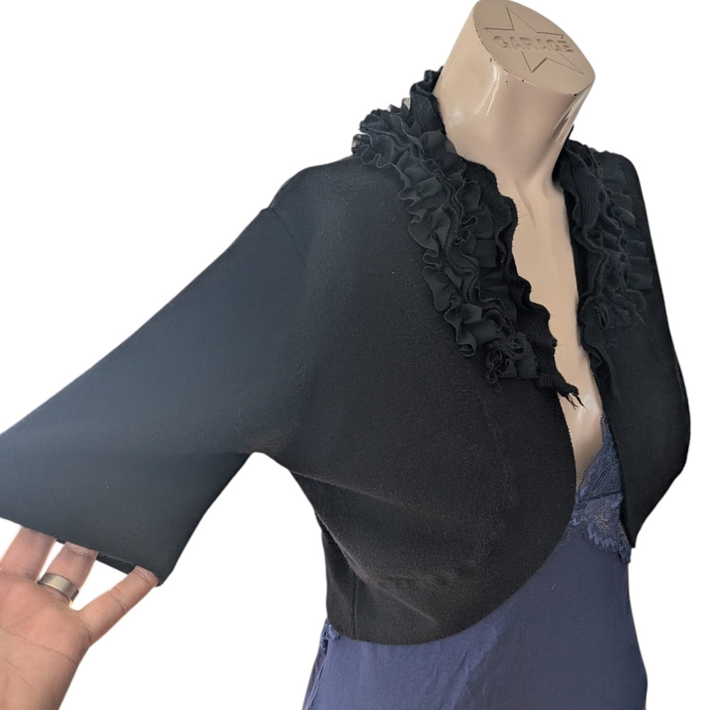 Elegant Black Ruffled Bolero